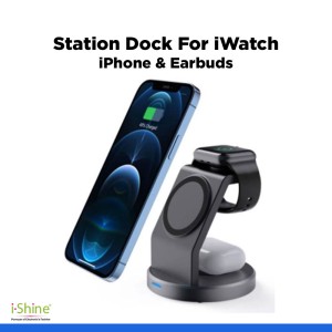 ANG W12 3in1 15W Fast Wireless Charger Station Dock For iWatch iPhone &amp; Earbuds