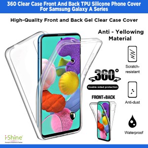 360 Clear Case Front And Back TPU Silicone Phone Cover For Samsung Galaxy A Series A01 Core, A02s, A03, A05, A05s, A7, A9 2018