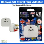Daewoo UK Travel Plug Adapter, Wall Charger, 3 Pin Adapter, Tourist Adapter