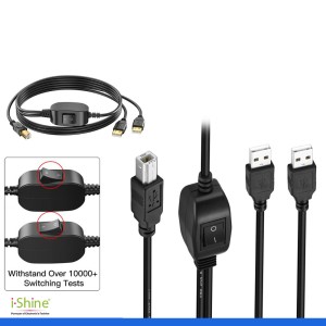Printer Splitter Cable - 1 in 2 Out USB B Male to Two USB A Male Connector Printer Share Cable (4.5M)