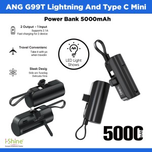 ANG G99T Lightning And Type C Mini Power Bank 5000mAh