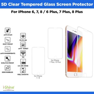 5D Clear Tempered Glass Screen Protector For iPhone 6, 7, 8 / 6 Plus, 7 Plus, 8 Plus