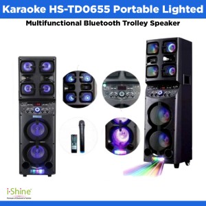 Karaoke HS-TD0655 Portable Lighted Multifunctional Bluetooth Trolley Speaker - Black