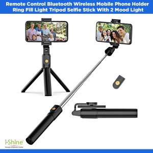 Remote Control Bluetooth Wireless Mobile Phone Holder Ring Fill Light Tripod Selfie Stick With 2 Mood Light