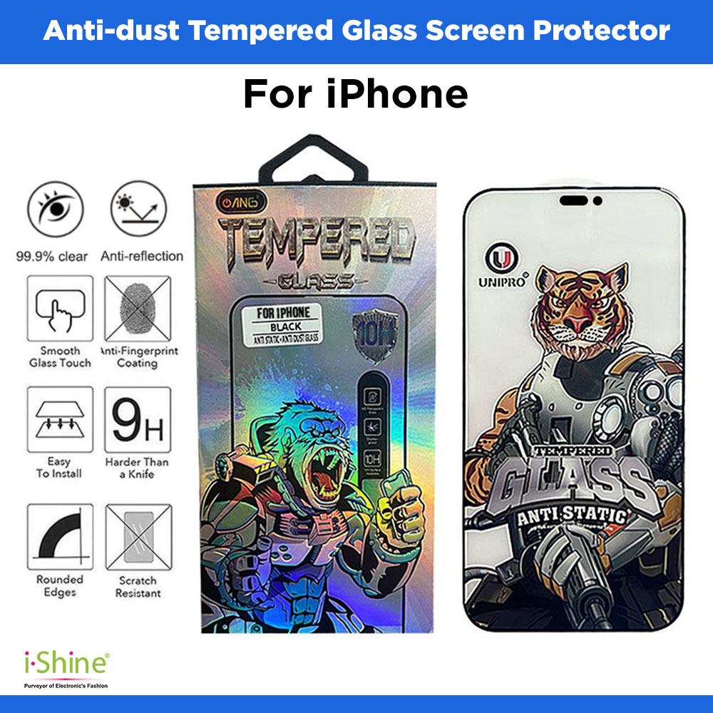 Anti-dust AD Tempered Glass Screen Protector For iPhone 14 Series 14, 14 Plus, 14 Pro, 14 Pro Max