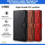 ANG Premium Flip Leather Wallet Slot Book Case Cover For Samsung Galaxy Note Series Note 20, Note 20 Ultra