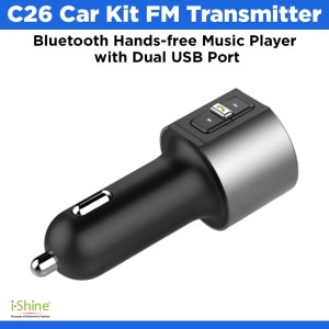 C26 Car Kit Bluetooth Hands-free Music Player FM Transmitter with Dual USB Port