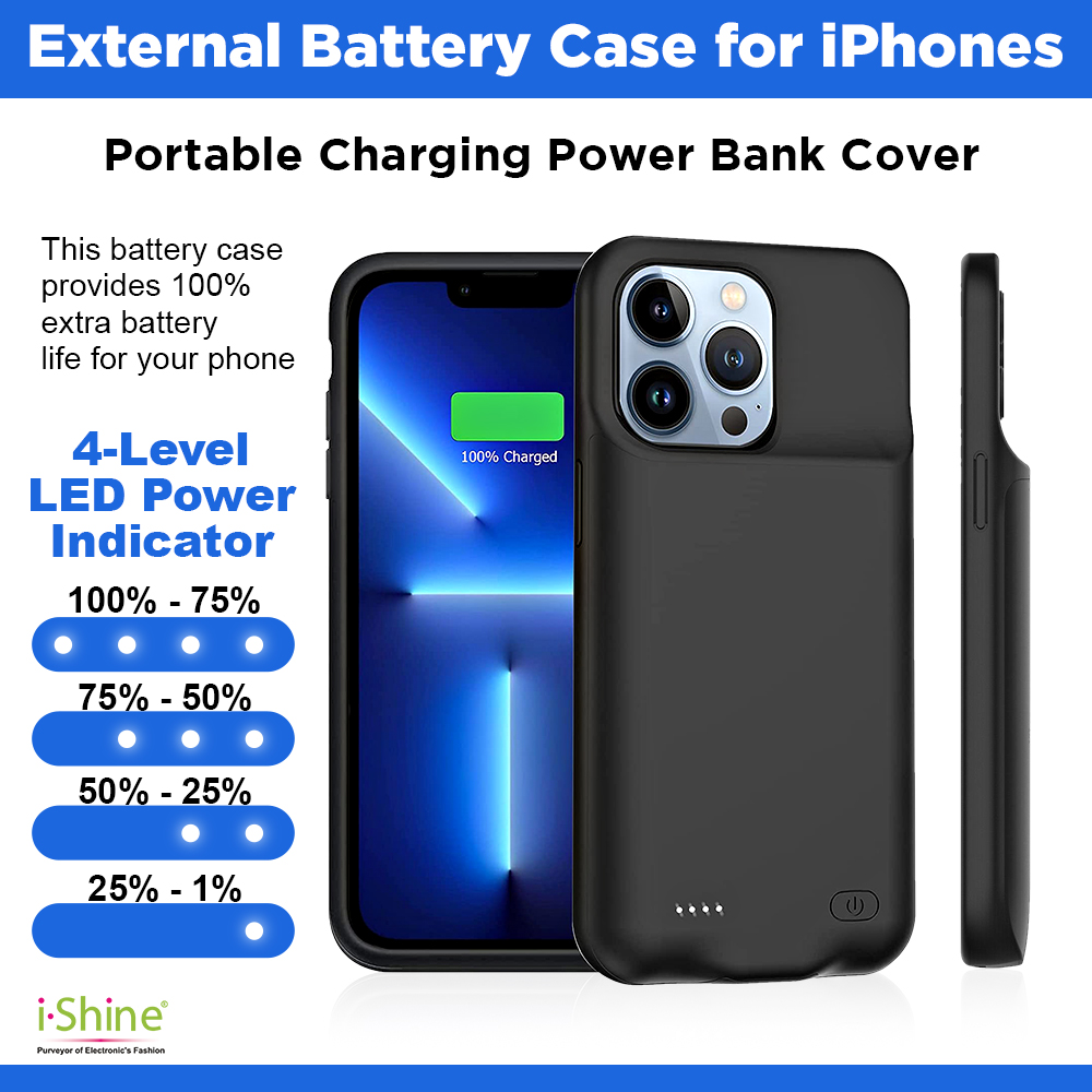 External Battery Case Portable Charger Charging Cover Power Bank for iPhone 6 7 8 X XS MAX XR 11 12 13 Mini Pro Max