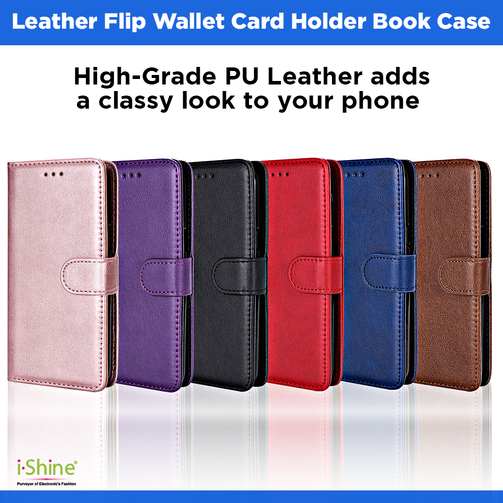 Leather Flip Book Case With Wallet Card Holder For Samsung Galaxy J5 Prime J6 J7 J8 Plus