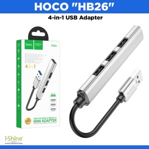 HOCO "HB26" 4-in-1 USB Adapter ( Type-C To USB3.0 + USB2.0*3 )