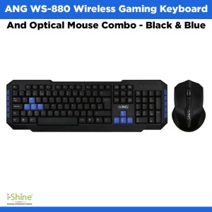 ANG WS-880 Wireless Gaming Keyboard And Optical Mouse Combo - Black &amp; Blue