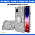 Glitter Gel Case With Finger Ring Holder Compatible For Huawei P40, P40 Pro, P40 Lite