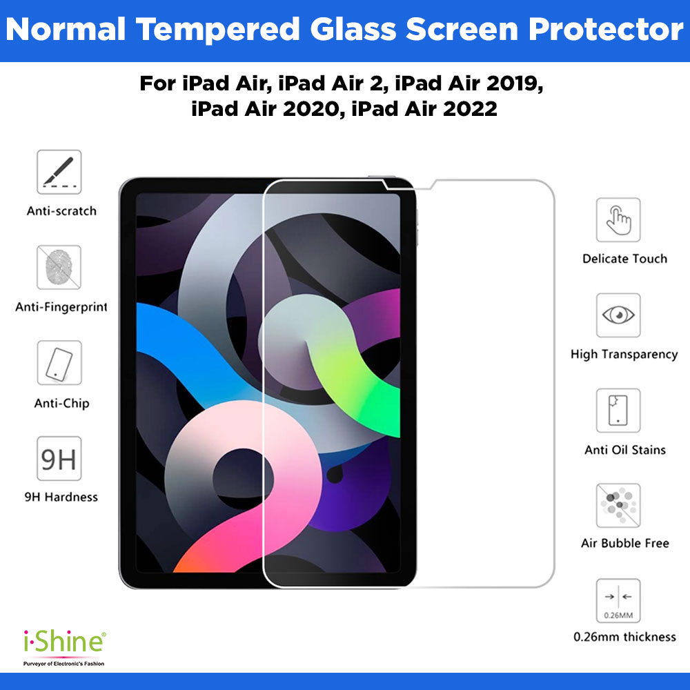 Normal Tempered Glass Screen Protector For iPad Air, iPad Air 2, iPad Air 2019, iPad Air 2020, iPad Air 2022