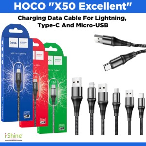 HOCO "X50 Excellent" Charging Data Cable For Lightning, Type-C And Micro-USB