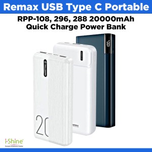 Remax RPP-108, 192, 296, 288 20000mAh USB Type C Portable Quick Charge Power Bank