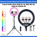 Remote Control Bluetooth Wireless Mobile Phone Holder Ring Fill Light Tripod Selfie Stick RGB MJ 18, RBG RD-26, RGB W-LEDPM-36