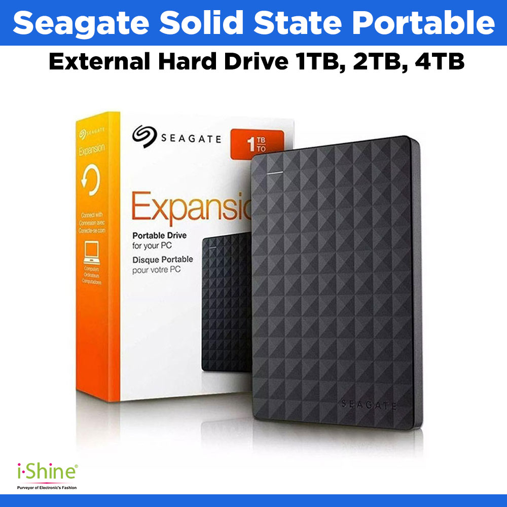 Seagate Solid State Drive (SSD) Portable External Hard Drive 1TB, 2TB, 4TB