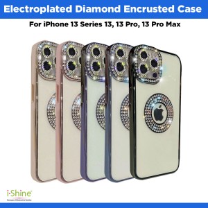 Electroplated Diamond Encrusted Case For iPhone 13 Series 13, 13 Pro, 13 Pro Max