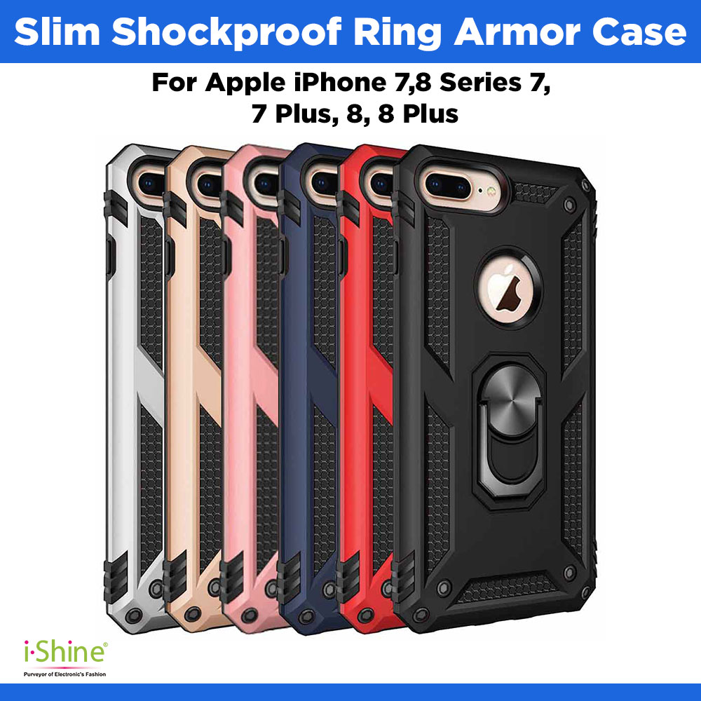 Slim Shockproof Ring Armor Stand Phone Cover Case For Apple iPhone 6, 7, 8 Plus