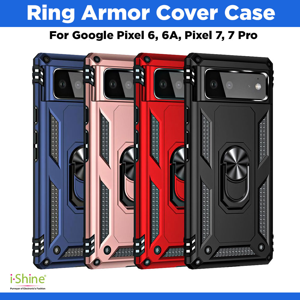 Slim Shockproof Ring Armor Stand Phone Cover Case For Google Pixel 6, 6A, Pixel 7, 7 Pro