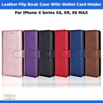 Leather Flip Wallet Card Holder Book Case Cover For iPhone X Series XS, XR, XS MAX