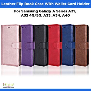 Leather Flip Book Case With Wallet Card Holder For Samsung Galaxy A Series A31, A32 4G/5G, A33, A34, A40