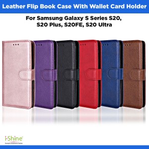 Leather Flip Book Case With Wallet Card Holder For Samsung Galaxy S Series S20, S20 Plus, S20FE, S20 Ultra