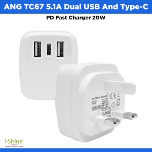 ANG TC67 5.1A Dual USB And Type-C PD Fast Charger 20W