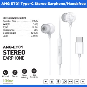 ANG ET01 Type-C Stereo Earphone/Handsfree