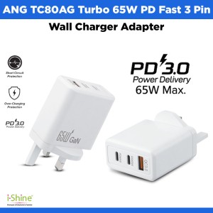 ANG TC80AG Turbo 65W PD Fast 3 Pin Wall Charger Adapter
