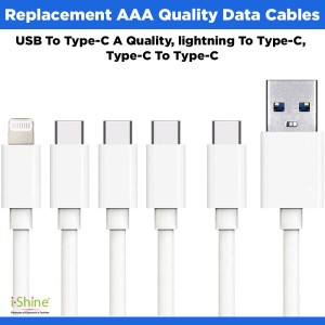 Replacement USB To Type-C A Quality, lightning To Type-C, Type-C To Type-C AAA Quality Data Cables