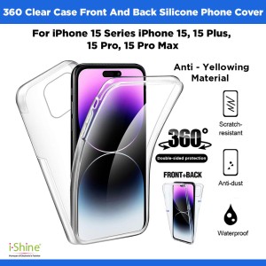 360 Clear Case Front And Back Silicone Phone Cover For iPhone 15 Series 15, 15 Pro, 15 Plus, 15 Pro Max